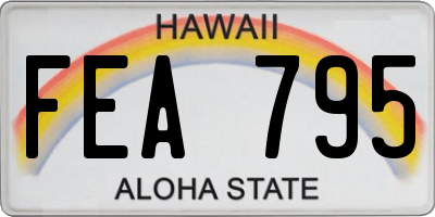 HI license plate FEA795