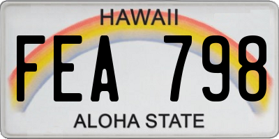 HI license plate FEA798