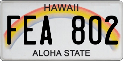 HI license plate FEA802