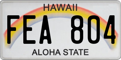 HI license plate FEA804