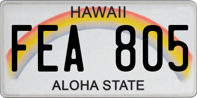 HI license plate FEA805