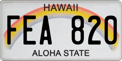 HI license plate FEA820