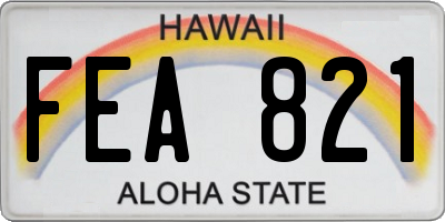 HI license plate FEA821