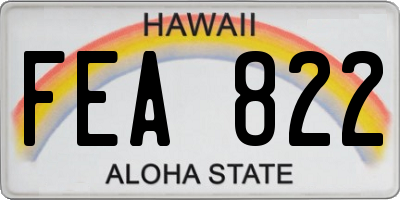 HI license plate FEA822