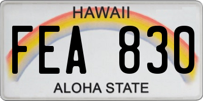 HI license plate FEA830