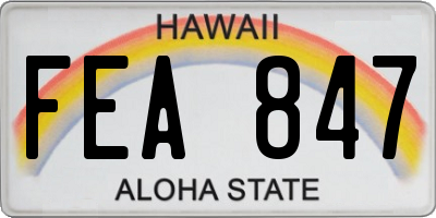 HI license plate FEA847