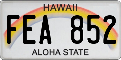 HI license plate FEA852