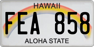 HI license plate FEA858