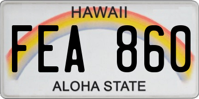 HI license plate FEA860