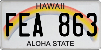 HI license plate FEA863