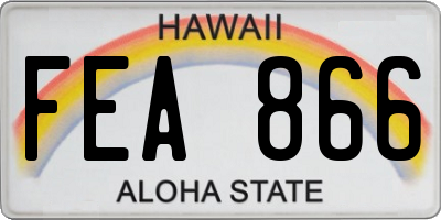 HI license plate FEA866