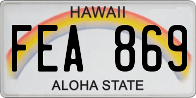HI license plate FEA869
