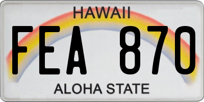 HI license plate FEA870