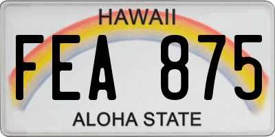 HI license plate FEA875