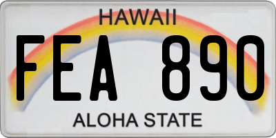 HI license plate FEA890