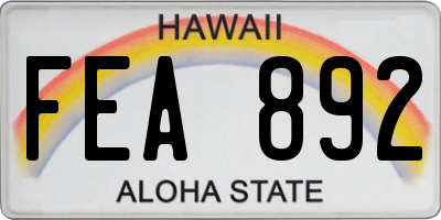 HI license plate FEA892