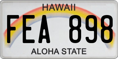 HI license plate FEA898