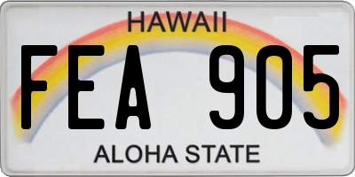 HI license plate FEA905