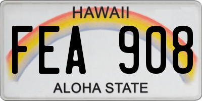 HI license plate FEA908