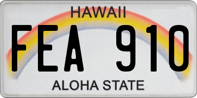 HI license plate FEA910