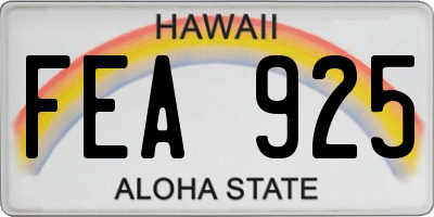 HI license plate FEA925