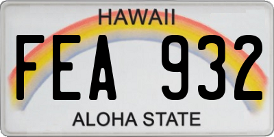HI license plate FEA932