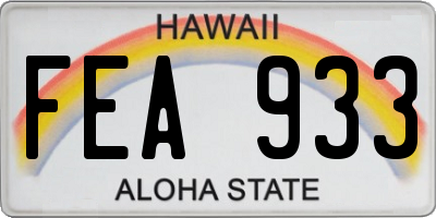 HI license plate FEA933