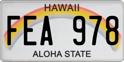 HI license plate FEA978