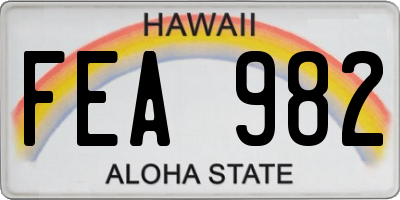 HI license plate FEA982