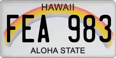 HI license plate FEA983