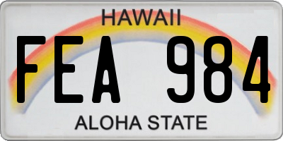 HI license plate FEA984