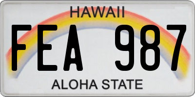 HI license plate FEA987
