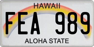 HI license plate FEA989