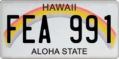 HI license plate FEA991