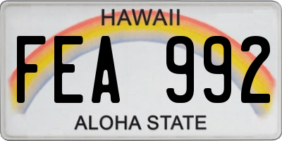 HI license plate FEA992