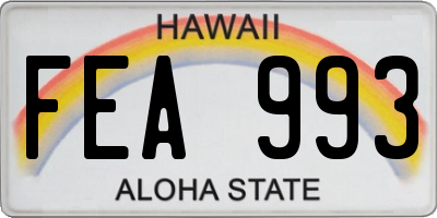 HI license plate FEA993
