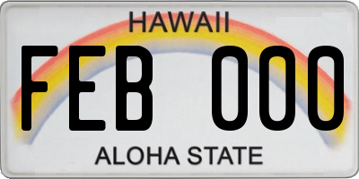 HI license plate FEB000