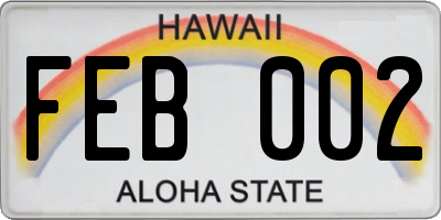 HI license plate FEB002