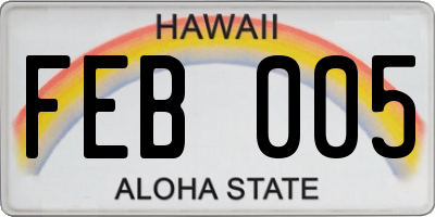 HI license plate FEB005