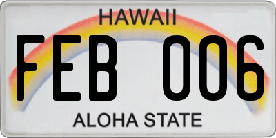 HI license plate FEB006