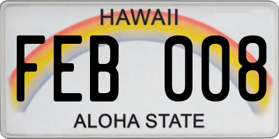 HI license plate FEB008