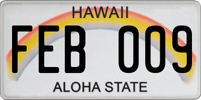 HI license plate FEB009