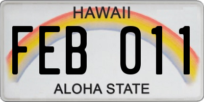 HI license plate FEB011