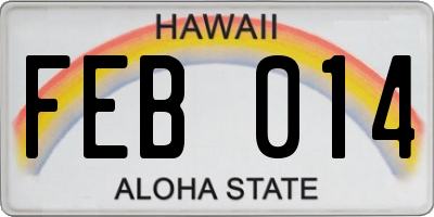 HI license plate FEB014
