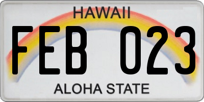 HI license plate FEB023
