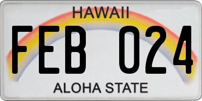 HI license plate FEB024