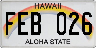 HI license plate FEB026
