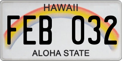 HI license plate FEB032