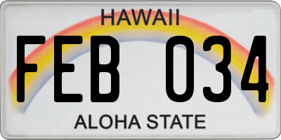 HI license plate FEB034