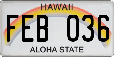 HI license plate FEB036